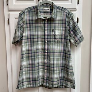 Barbour Plaid Short Sleeve Button Down Shirt Cotton Size Medium